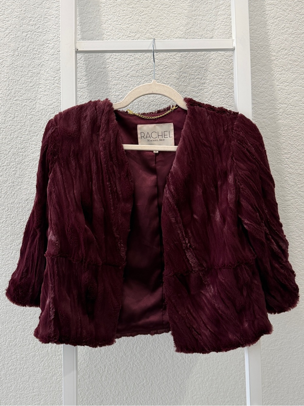 RACHEL Rachel Roy Plum Faux Fur Cropped Jacket
